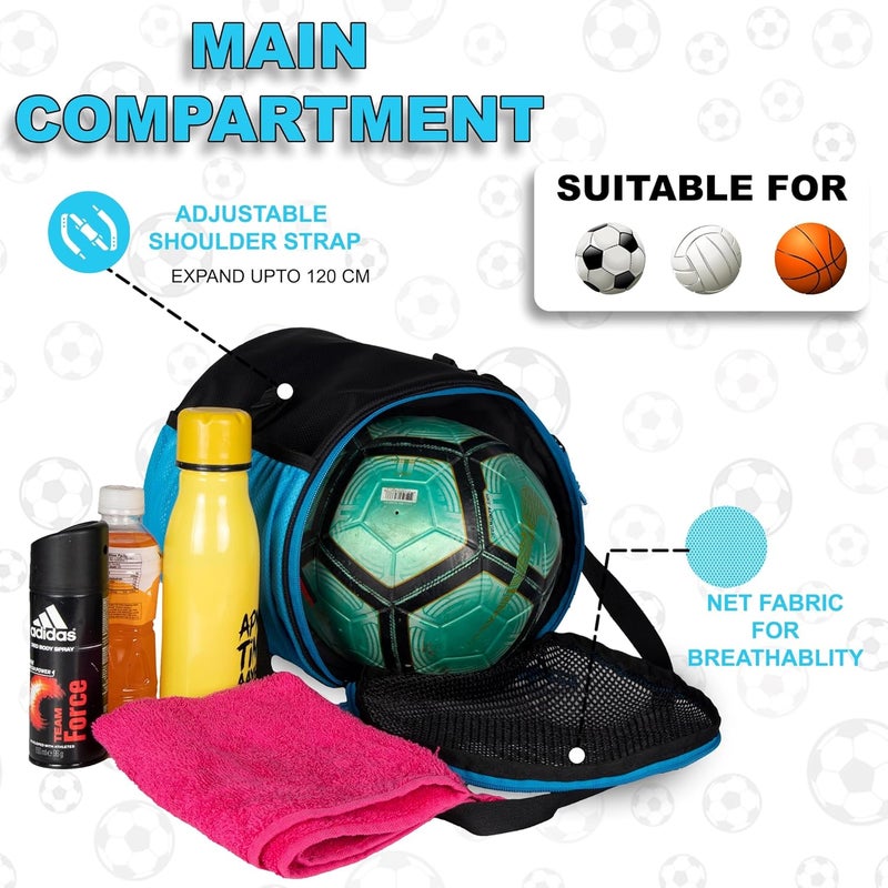 WHACKK Kick Soccer Black Blue Football Equipment Bags|Basketball Volleyball Bags |Adjustable Strap Backpack |Ball Bag |Kitbag - Made in India - Image 5