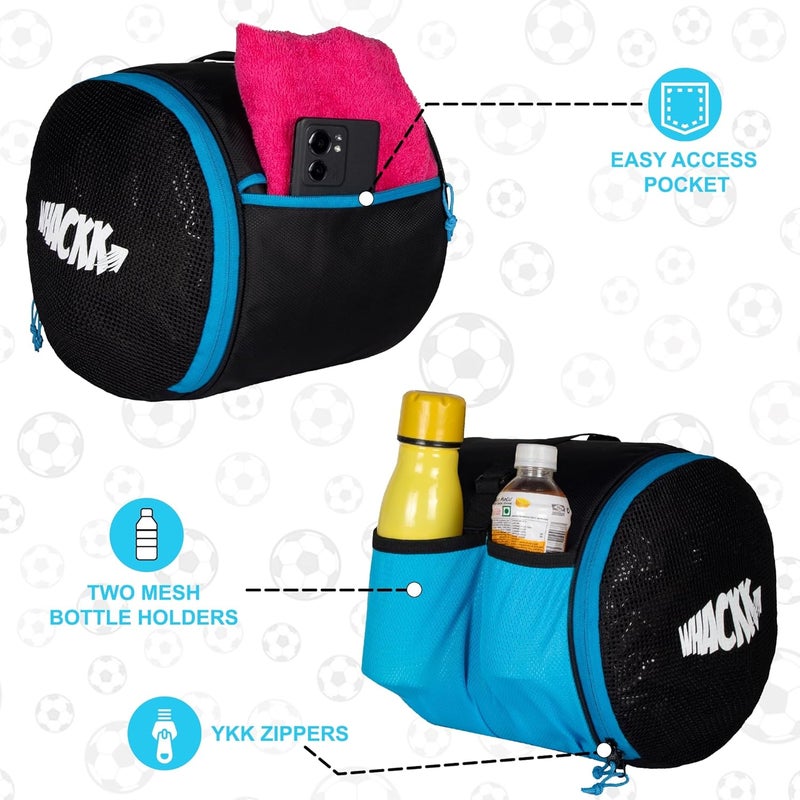 WHACKK Kick Soccer Black Blue Football Equipment Bags|Basketball Volleyball Bags |Adjustable Strap Backpack |Ball Bag |Kitbag - Made in India - Image 4