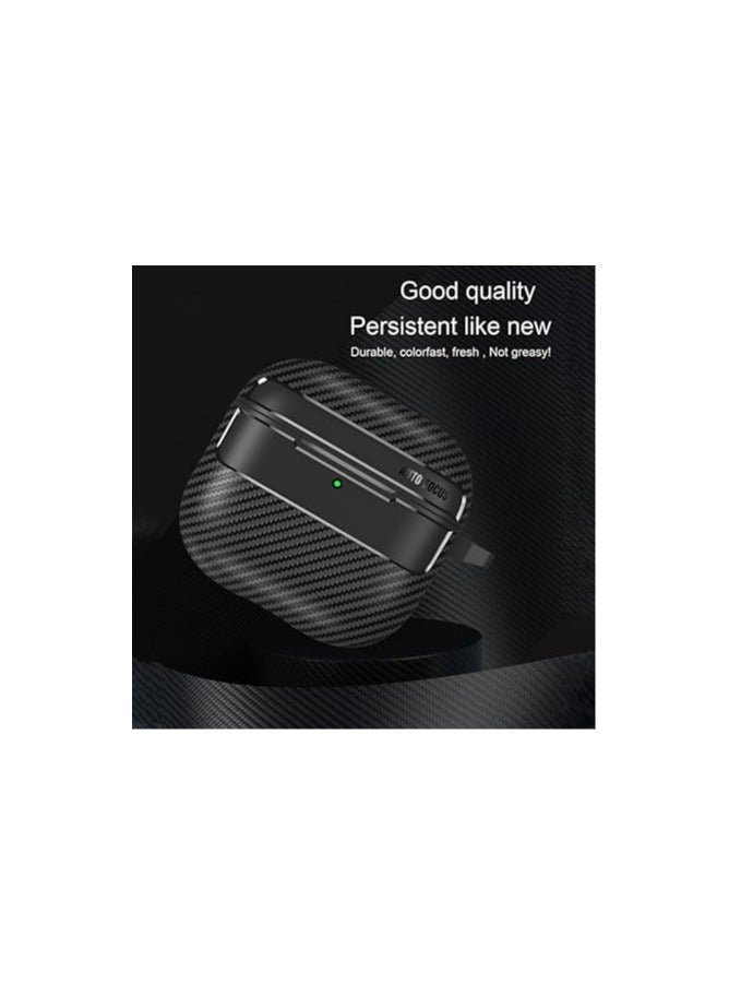 Case for AirPods 4 with Active Noise Cancellation (2024),Carbon Fiber Texture Anti-fall AirPods 4th Case with Finger Ring Keychain,Headphone Accessories Protective Cover - Image 2