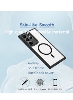 KASTWAVE KASTWAVE for Galaxy S23 Ultra Magnetic Case Compatible with Magsafe Wireless Chager, Anti-Fingerprints Black Frame with Frosted Back Cover Camera Protection Shockproof Case  - Image 5