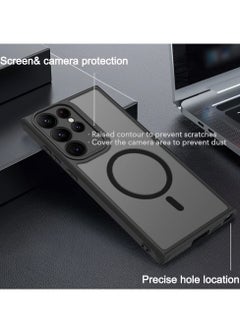 KASTWAVE KASTWAVE for Galaxy S23 Ultra Magnetic Case Compatible with Magsafe Wireless Chager, Anti-Fingerprints Black Frame with Frosted Back Cover Camera Protection Shockproof Case  - Image 4