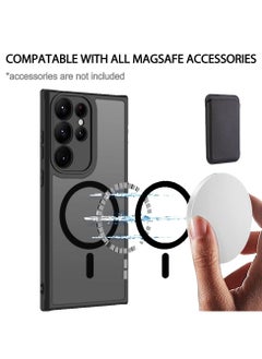 KASTWAVE KASTWAVE for Galaxy S23 Ultra Magnetic Case Compatible with Magsafe Wireless Chager, Anti-Fingerprints Black Frame with Frosted Back Cover Camera Protection Shockproof Case  - Image 3