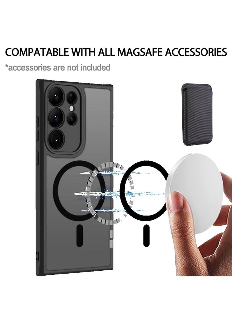 KASTWAVE KASTWAVE for Galaxy S23 Ultra Magnetic Case Compatible with Magsafe Wireless Chager, Anti-Fingerprints Black Frame with Frosted Back Cover Camera Protection Shockproof Case  - Image 3