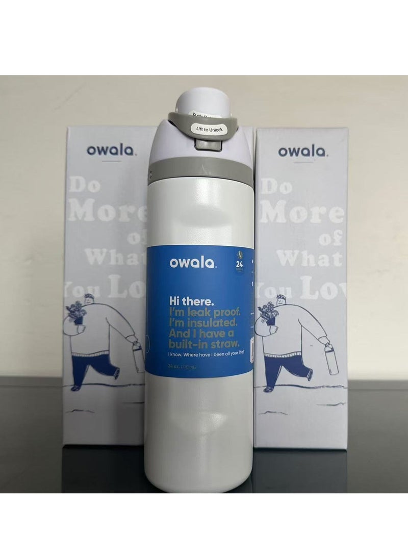 Owala FreeSip Insulated Stainless Steel Water Bottle with Straw for Sports Travel and School BPA-Free Sports Water Bottle (White 24OZ)  - Image 2
