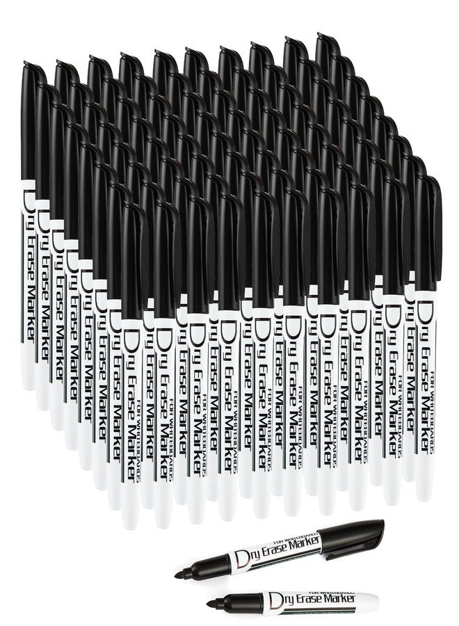 Volcanics Black Dry Erase Markers Low Odor Fine Whiteboard Markers Thin Box of 80 - Image 1