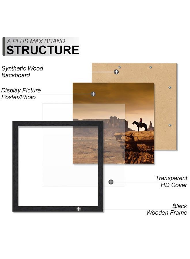 A PLUS MAX 6x6 Picture Frame Set of 2, Black Engineered Wood Frame for 6 x 6 Inch Picture Poster Photo, Light Weight 6 by 6 Frame with Wood-grain for Wall - 2 Pack/Black/6"x6" - Image 3