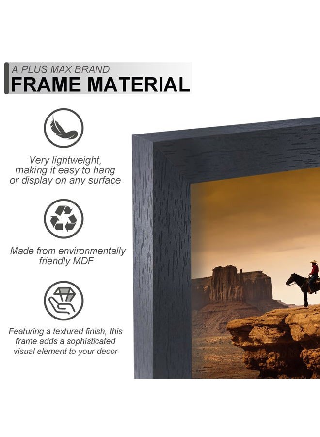A PLUS MAX 6x6 Picture Frame Set of 2, Black Engineered Wood Frame for 6 x 6 Inch Picture Poster Photo, Light Weight 6 by 6 Frame with Wood-grain for Wall - 2 Pack/Black/6"x6" - Image 2