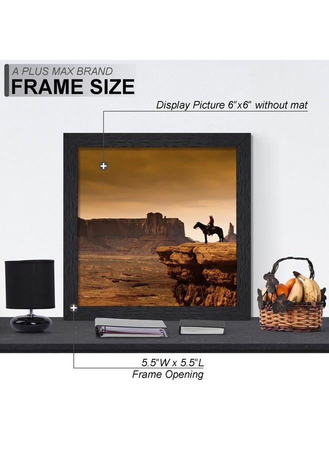 A PLUS MAX 6x6 Picture Frame Set of 2, Black Engineered Wood Frame for 6 x 6 Inch Picture Poster Photo, Light Weight 6 by 6 Frame with Wood-grain for Wall - 2 Pack/Black/6"x6" - Image 4