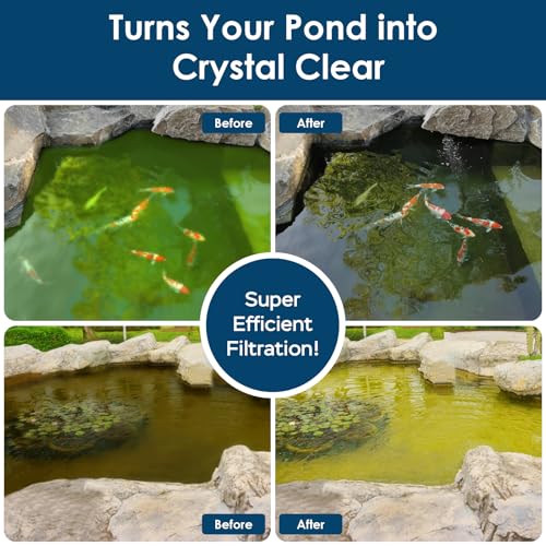 AquaMiracle All-in-One Koi Pond Filters for Outdoor Ponds 200-350 Gal, Pond Fountain Pump with 3 Spray Patterns, Fountain Kit with 400GPH Water Pump for Garden, Water Feature, Bird Baths - Image 3