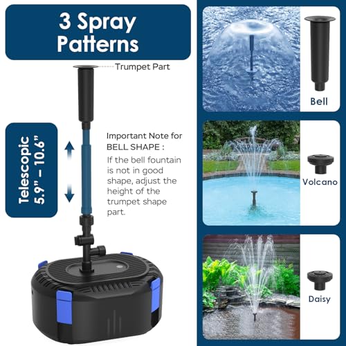 AquaMiracle All-in-One Koi Pond Filters for Outdoor Ponds 200-350 Gal, Pond Fountain Pump with 3 Spray Patterns, Fountain Kit with 400GPH Water Pump for Garden, Water Feature, Bird Baths - Image 2