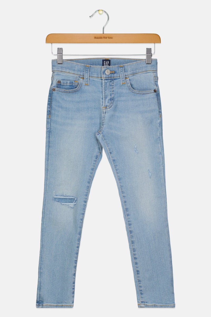 GAP Kids Boy Skinny Fit  Washed Stretchable Denim, Light Blue - Image 1