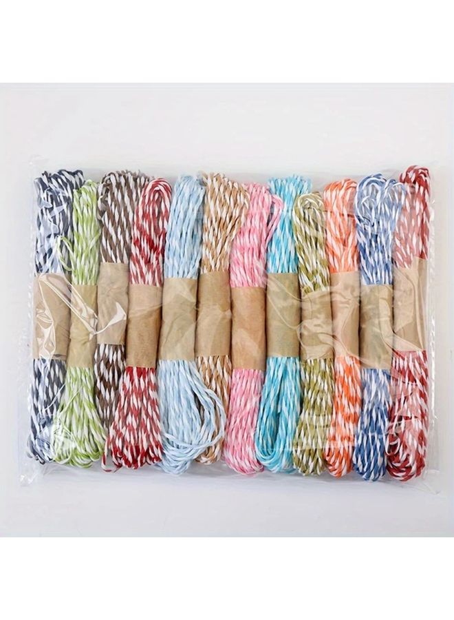Assorted Color Raffia String 12 Rolls 2mm Wide Natural Wood Handle Craft Rope - Image 1