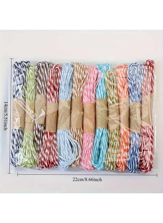 Assorted Color Raffia String 12 Rolls 2mm Wide Natural Wood Handle Craft Rope - Image 4