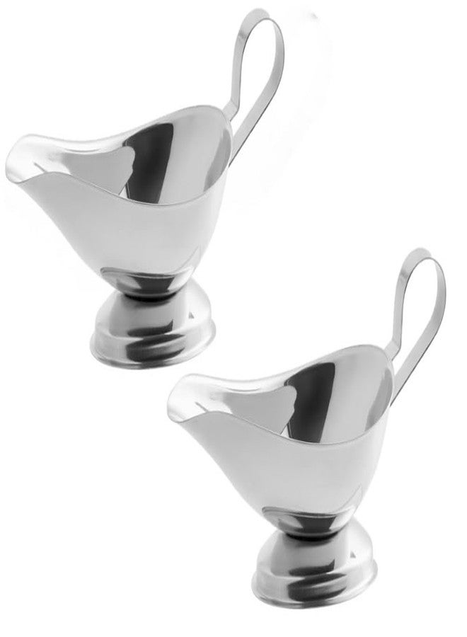 Soro Essentials- 5 oz. Stainless Steel Gravy Sauce Boat Gadroon Base with Loop Handle Set of 2- Restaurant Gravy Boat Dripless Lip Spout Serving Dish Gravy Bowl for Sauces Gravy Salad Dressings Milk - Image 1