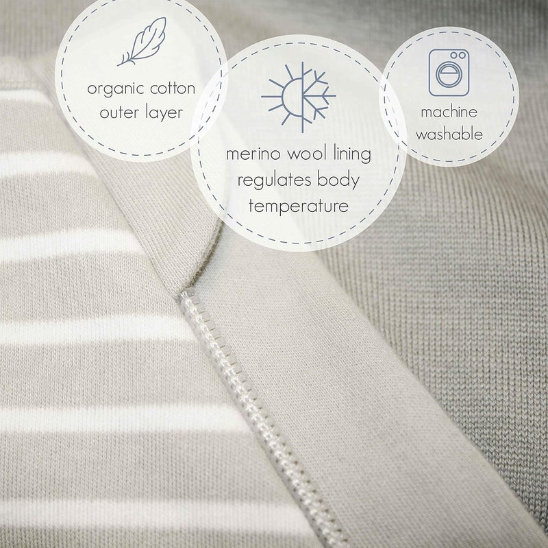 Woolino Woolino Merino Wool and Organic Cotton Baby Sleep Bag  4 Season Classic Sleep Sack for Baby  TwoWay Zipper Sleeping Bag for Baby and Toddler  06 Months  Stars  - Image 4