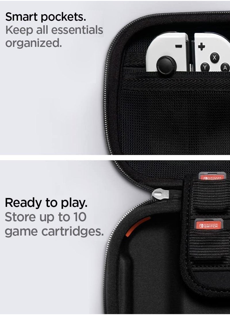 Spigen Rugged Armor PRO Portable Travel Carrying Case Cover for Nintendo Switch OLED (2021 / 2017 Models) with Game Storage and AirTag holder - Black  - Image 5