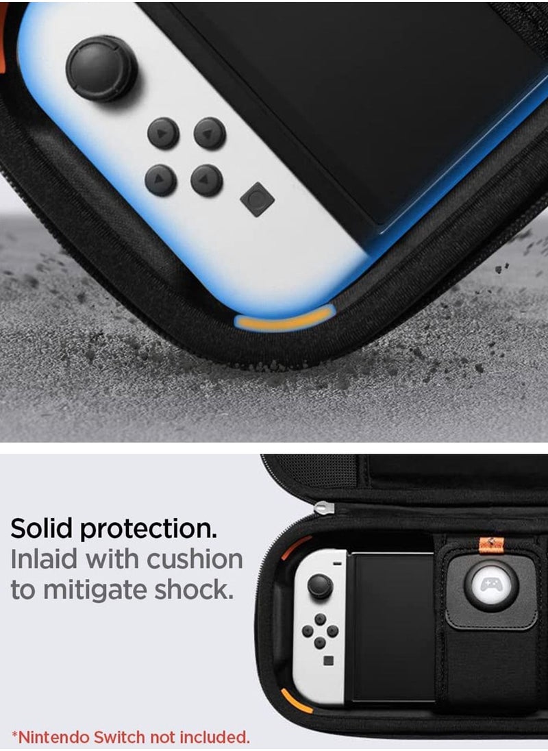 Spigen Rugged Armor PRO Portable Travel Carrying Case Cover for Nintendo Switch OLED (2021 / 2017 Models) with Game Storage and AirTag holder - Black  - Image 2