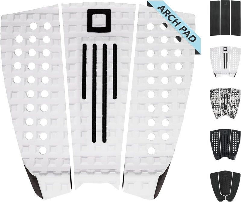 Surf Squared 3-Piece Traction Pad - Arch, Flat, or Front - Maximum Grip, Super Strong 3M Adhesive - Fits All Surfboards: Shortboard, Fish, Longboard, SUP, Skimboard - Stomp or Deck Pad - Image 1