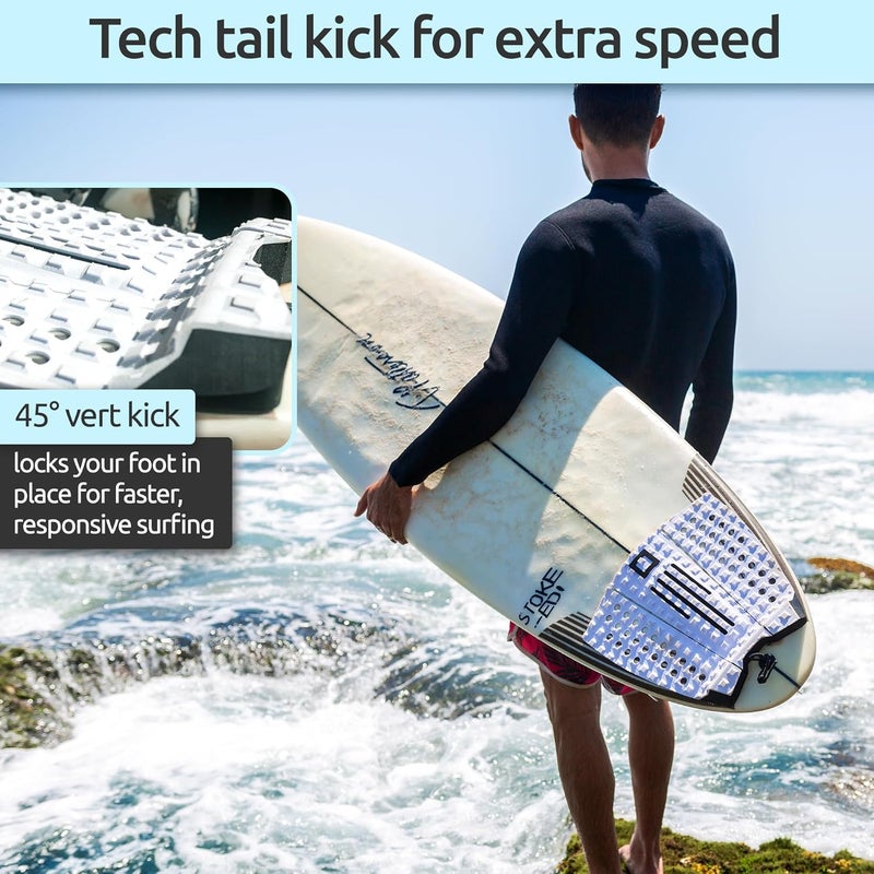 Surf Squared 3-Piece Traction Pad - Arch, Flat, or Front - Maximum Grip, Super Strong 3M Adhesive - Fits All Surfboards: Shortboard, Fish, Longboard, SUP, Skimboard - Stomp or Deck Pad - Image 3