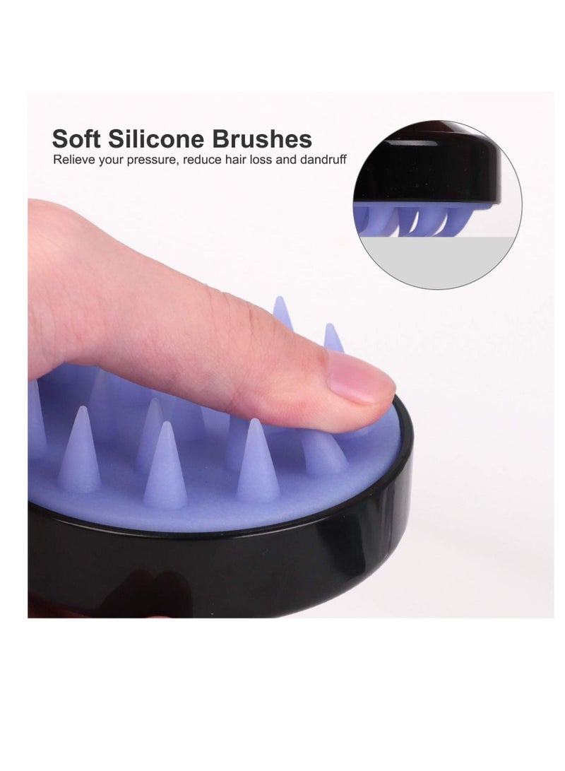 Excefore Hair Scalp Massager Shampoo Brush, Wet And Dry Hair Scalp Brush, Silicone Bristles, For Hair Care And Head Relaxation, Ergonomic Scalp Scrub/Exfoliation (2 PCS, Black) - Image 3