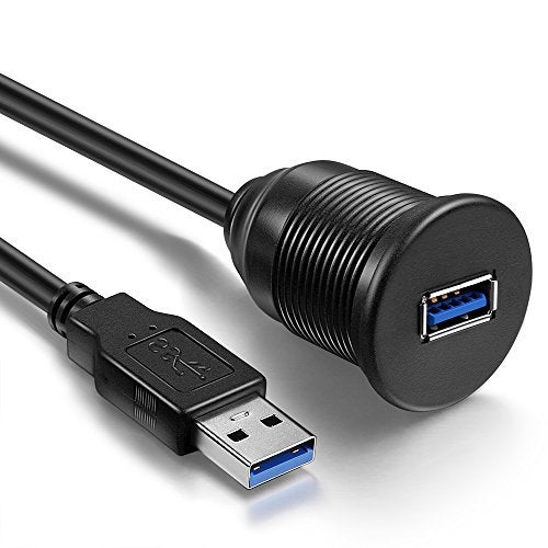 ICESPRING USB 3.0 Male to USB 3.0 Female AUX Flush Mount Car Mount Extension Cable for Car Truck Boat Motorcycle Dashboard Panel -(3 Feet - 1 Meter) - Image 2