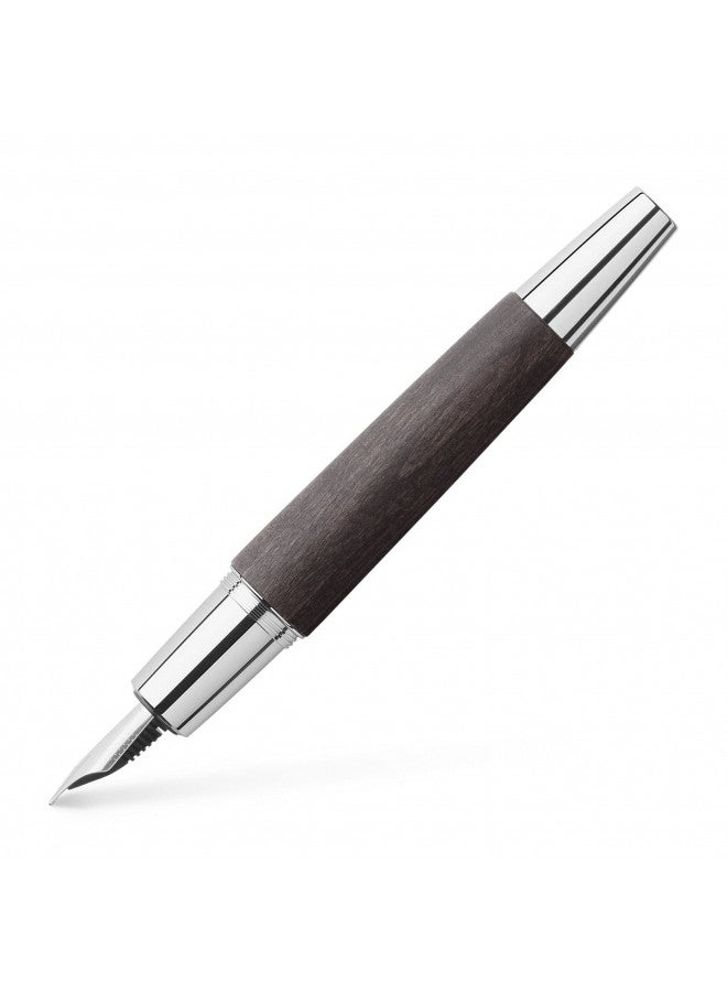 FABER-CASTELL Faber E-Motion F Fountain Pen Black Wood and Chrome - Image 1