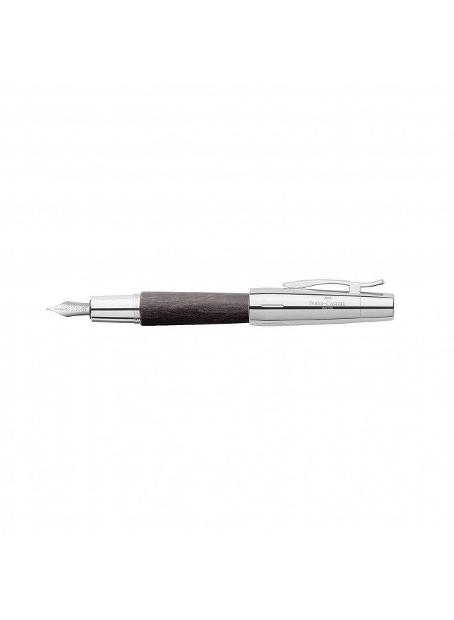 FABER-CASTELL Faber E-Motion F Fountain Pen Black Wood and Chrome - Image 2
