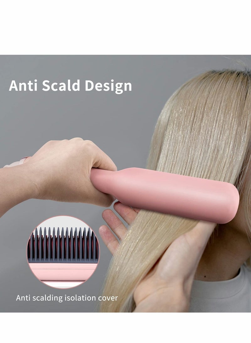 نيبمينينت Hair Straightener Brush Negative Ionic Comb and Curler 2 in 1 Anti Scald with 9 Temperature Settings LED Screen, Perfect for Professional Salon at Home, Sakura Pink - Image 5