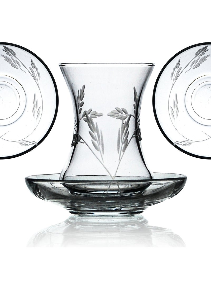 Pudgy 61 Piece Glass Dowry Set Bosnian Carafe with Shoot Pattern