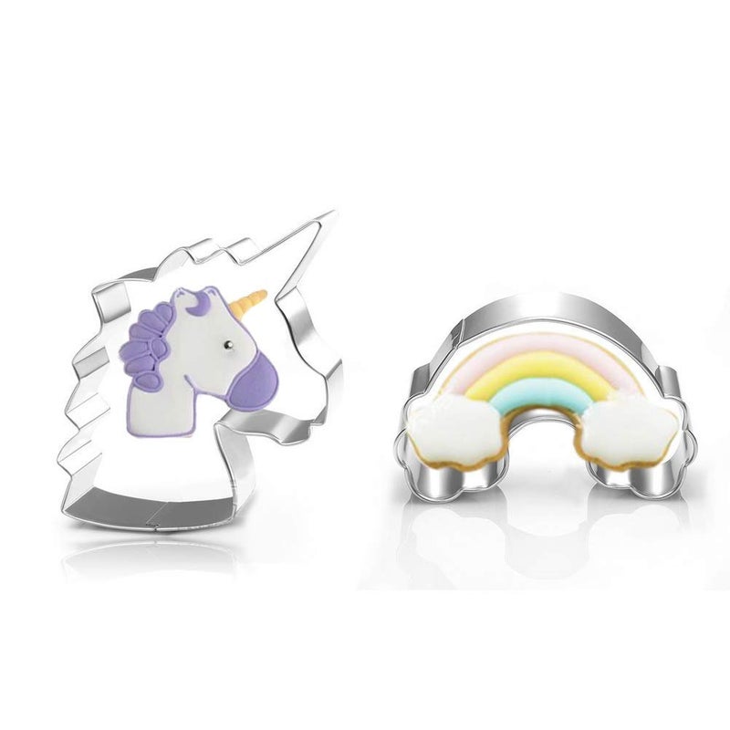 Zavaca 3 Pieces Unicorn Cookie Cutters  Stainless Steel Unicorn Biscuit Cutter  Unicorn Head  Rainbow for DIY Baking - Image 3