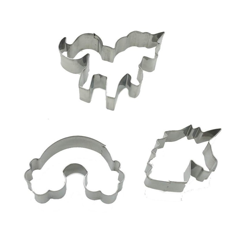 Zavaca 3 Pieces Unicorn Cookie Cutters  Stainless Steel Unicorn Biscuit Cutter  Unicorn Head  Rainbow for DIY Baking - Image 1
