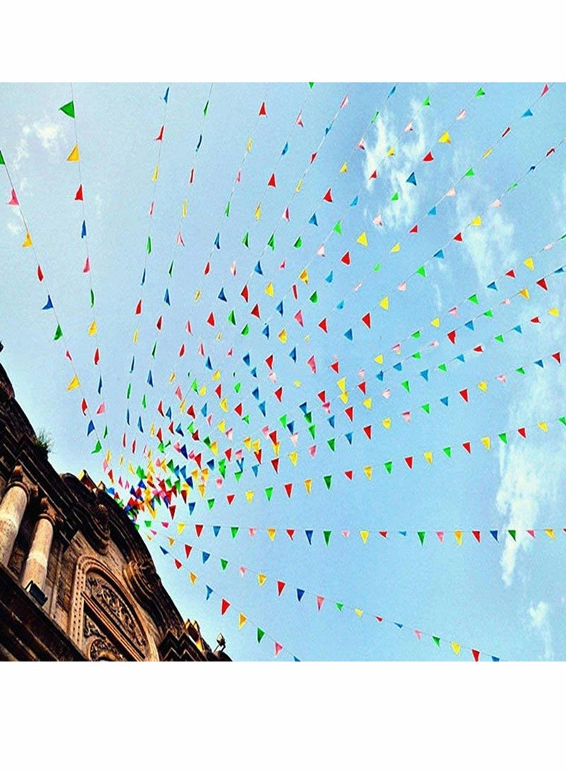 Excefore 100M Bunting Banner, Multicolor Flag Banners with 200 pcs Triangle Flags, Nylon Fabric Bunting Banners for Birthday, Wedding, Outdoor, Indoor Activity, Party Decoration - Image 4