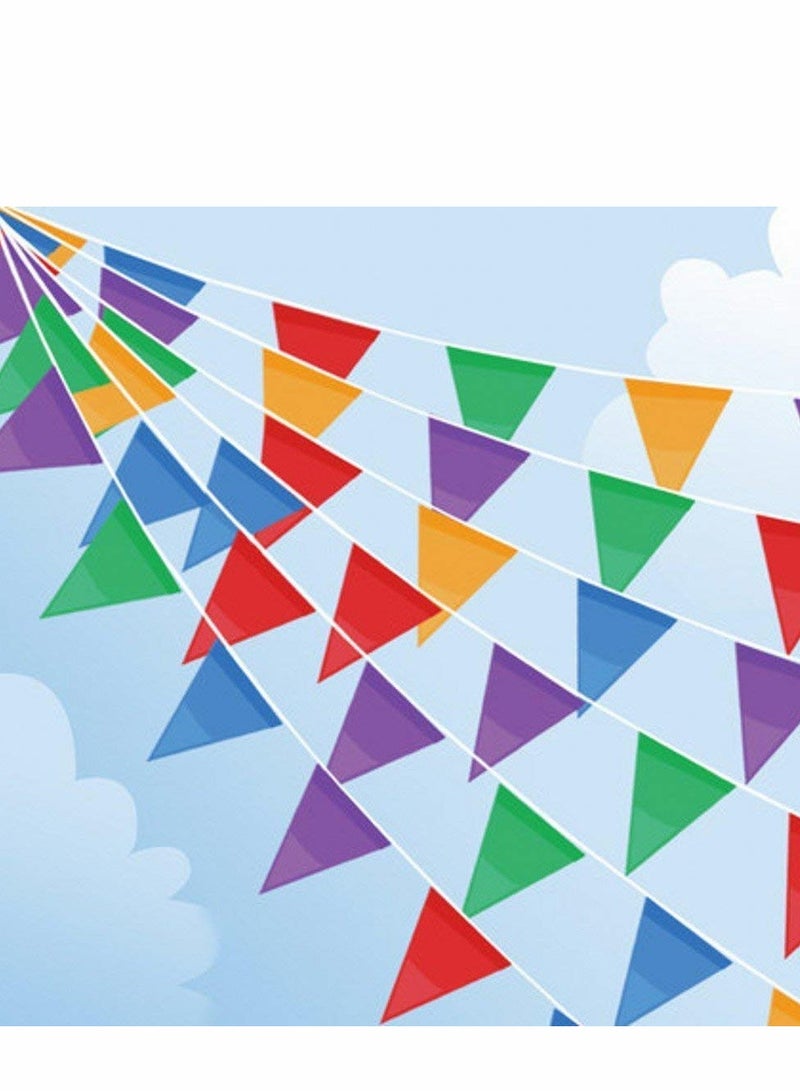 Excefore 100M Bunting Banner, Multicolor Flag Banners with 200 pcs Triangle Flags, Nylon Fabric Bunting Banners for Birthday, Wedding, Outdoor, Indoor Activity, Party Decoration - Image 1