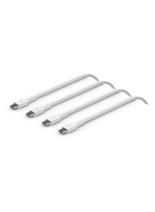بيلكين كابل شاحن USB C مضفر من BoostCharge، كابل USB Type C، كابل شحن سريع لهاتف iPhone 15 وSamsung Galaxy S24 وGoogle Pixel وiPad وMacBook وNintendo والمزيد، 2 متر، عبوة من قطعتين، أبيض - Image 1