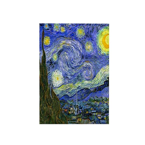 3DROSE 3D Rose The Starry Night by Vincent Van Gogh 1889-Famous Fine Art by Masters-Blue Swirly Swirling Sky Towel, 15" x 22" - Image 1