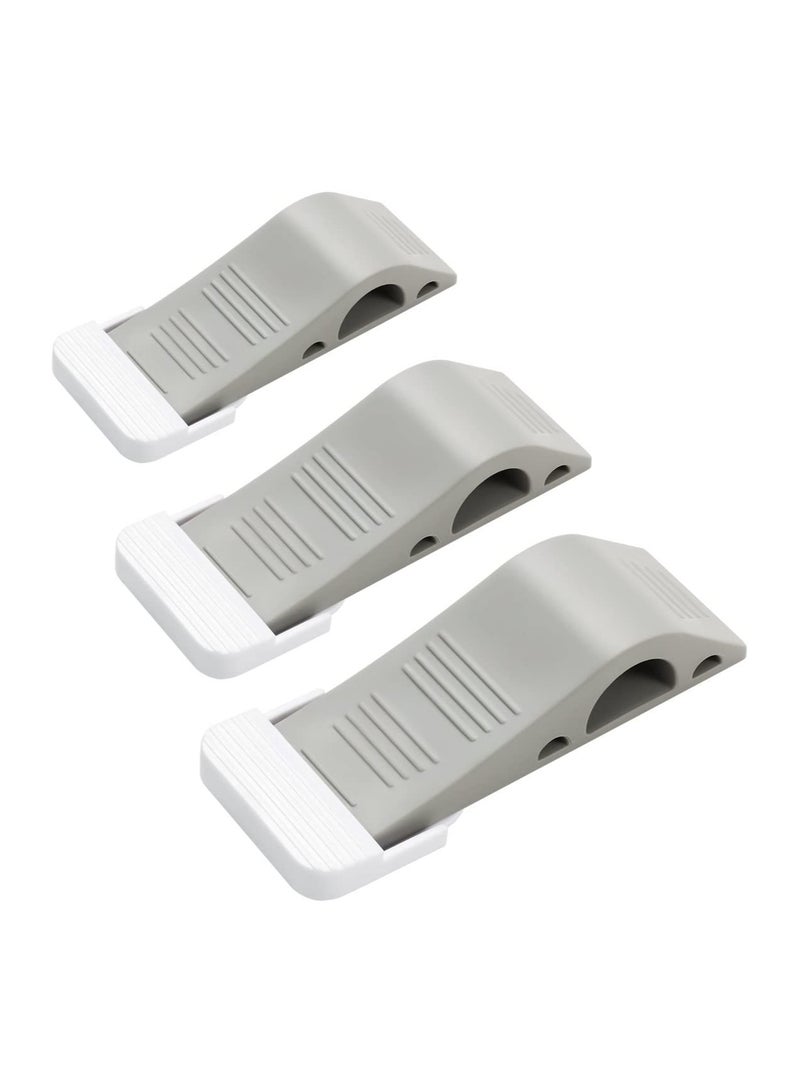 SOLARAE Door Stop Wedges 3 Pack Rubber Door Stoppers with Holders Stackable and Slip-Resistant for Tiles Carpet Wood and Laminate Floors and Other Floor Surfaces Stop - Image 1