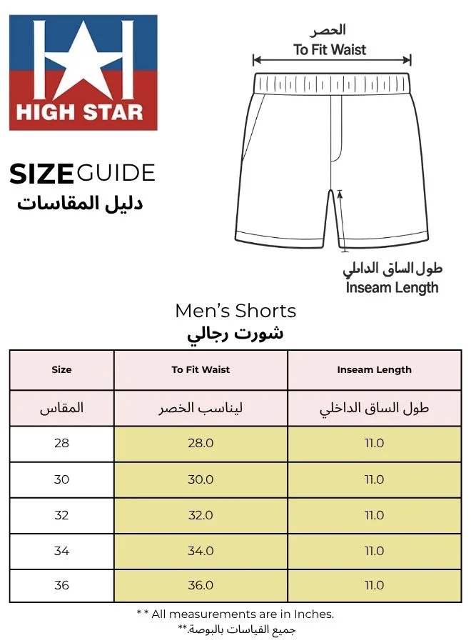 HIGH STAR  Men's Indigo 100% Cotton Solid Knee Length Denim Cargo Relaxed Shorts for Men | Best Price UAE