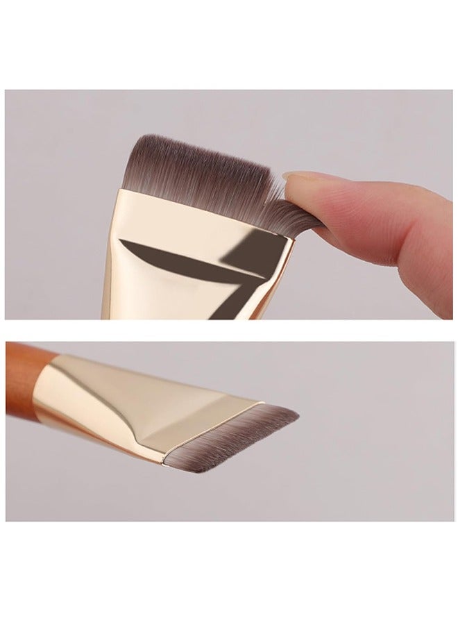 Generic 2 Pcs Flat Foundation Brush - Premium Makeup Face Brush for Blending, Liquid Makeup Tool (Brown)  - Image 5