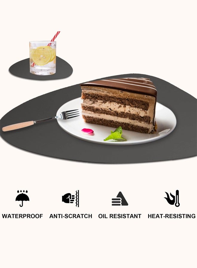 DUNISO 6 Pcs Double Sided Placemat Set，Including 6 Pcs Placemats and 6 Pcs Coasters,Faux Leather Placemats for Kitchen Dining Patio，Heat Resistant Easy to Clean Wipeable Waterproof Oilproof Washable Non-slip ，Black  - Image 2
