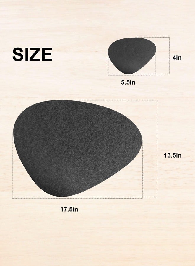 DUNISO 6 Pcs Double Sided Placemat Set，Including 6 Pcs Placemats and 6 Pcs Coasters,Faux Leather Placemats for Kitchen Dining Patio，Heat Resistant Easy to Clean Wipeable Waterproof Oilproof Washable Non-slip ，Black  - Image 4