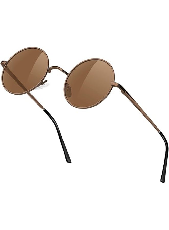 KANASTAL Hippie Round Polarized Sunglasses for Women Men, Small Circle Sun Glasses Classic Vintage Retro Shades Metal Frame UV400 Protection - Image 1