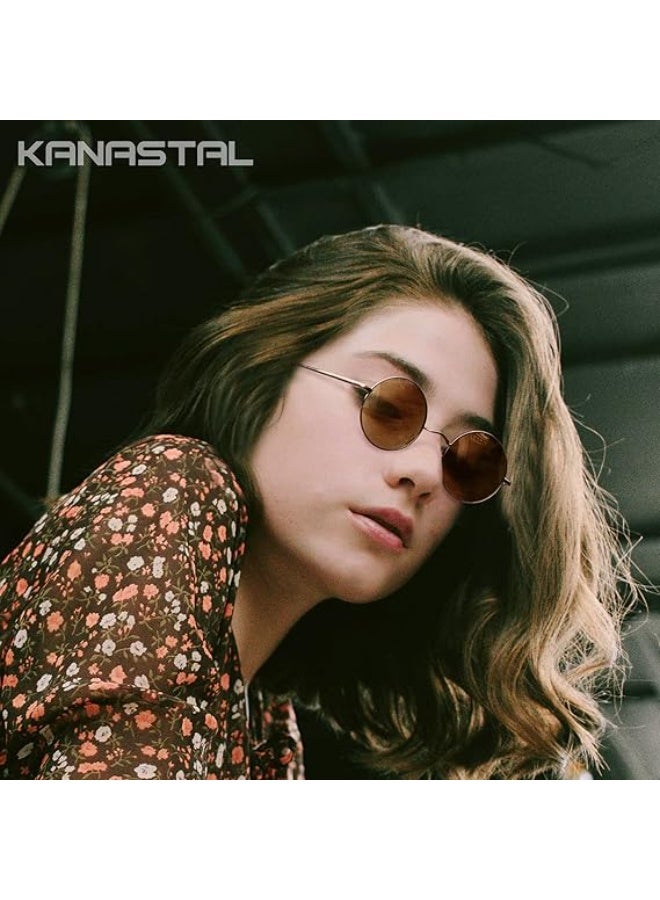 KANASTAL Hippie Round Polarized Sunglasses for Women Men, Small Circle Sun Glasses Classic Vintage Retro Shades Metal Frame UV400 Protection - Image 2
