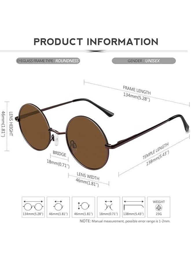 KANASTAL Hippie Round Polarized Sunglasses for Women Men, Small Circle Sun Glasses Classic Vintage Retro Shades Metal Frame UV400 Protection - Image 3