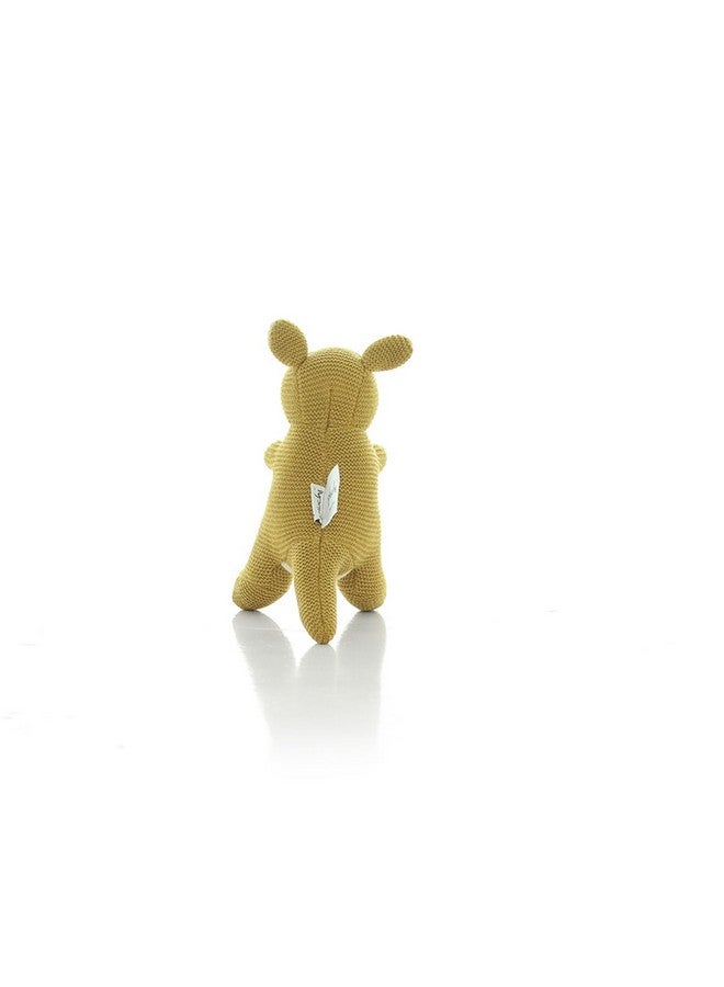 Pluchi Doodle Kangaroo Rattle Cotton Knitted Stuffed Soft Toy (Honey Gold) - Image 3