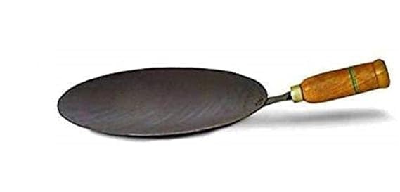 Ashu Khan Industries Iron Tawa Original Handmade Loha Iron Lokhand RotiChapati Tawa with Wooden Handle  - Image 4