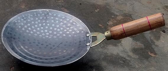 Ashu Khan Industries Iron Tawa Original Handmade Loha Iron Lokhand RotiChapati Tawa with Wooden Handle  - Image 2