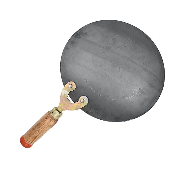 Ashu Khan Industries Iron Tawa Original Handmade Loha Iron Lokhand RotiChapati Tawa with Wooden Handle  - Image 5