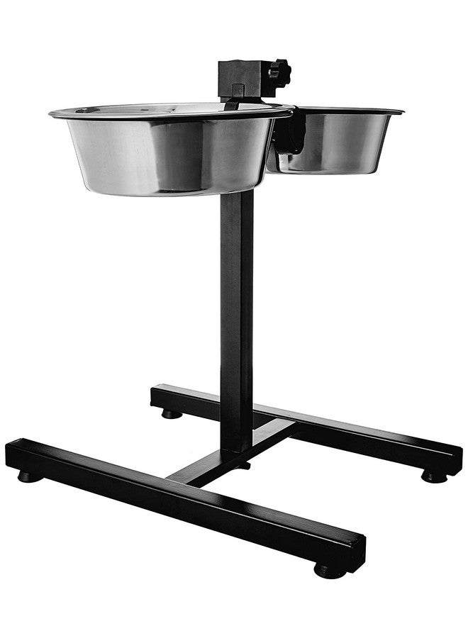 وعاء طعام للكلاب بحامل قابل للتعديل مع وعاء مكون من قطعتين مع وعاء فولاذي (2200 مل لكل وعاء) - Image 1