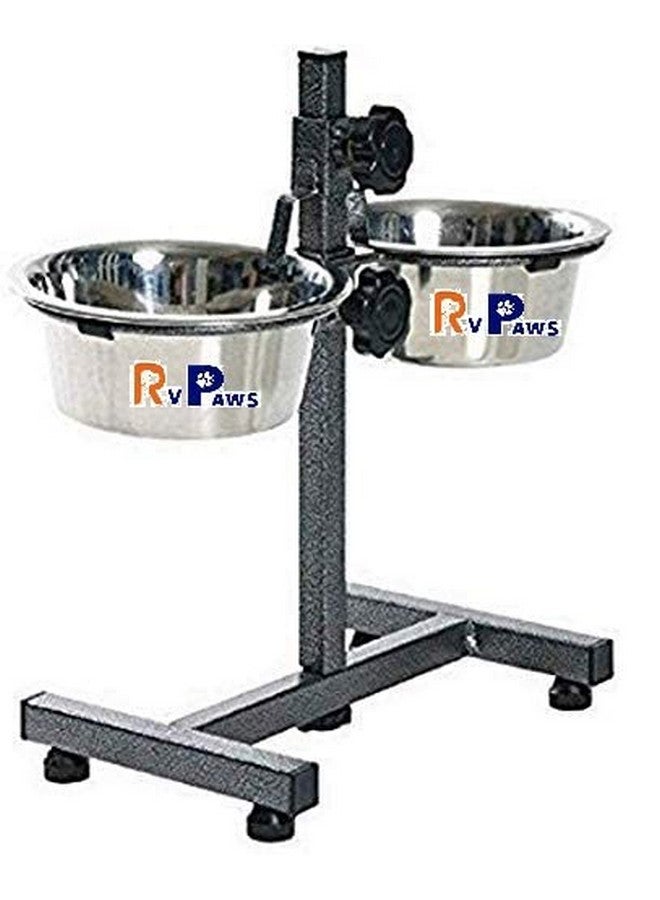 وعاء طعام للكلاب بحامل قابل للتعديل مع وعاء مكون من قطعتين مع وعاء فولاذي (2200 مل لكل وعاء) - Image 3