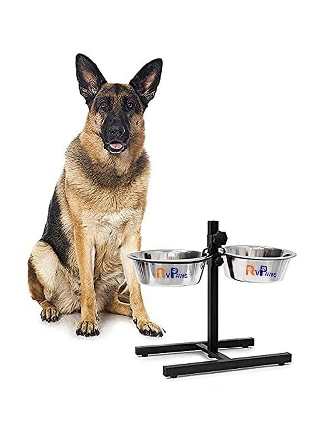 وعاء طعام للكلاب بحامل قابل للتعديل مع وعاء مكون من قطعتين مع وعاء فولاذي (2200 مل لكل وعاء) - Image 2
